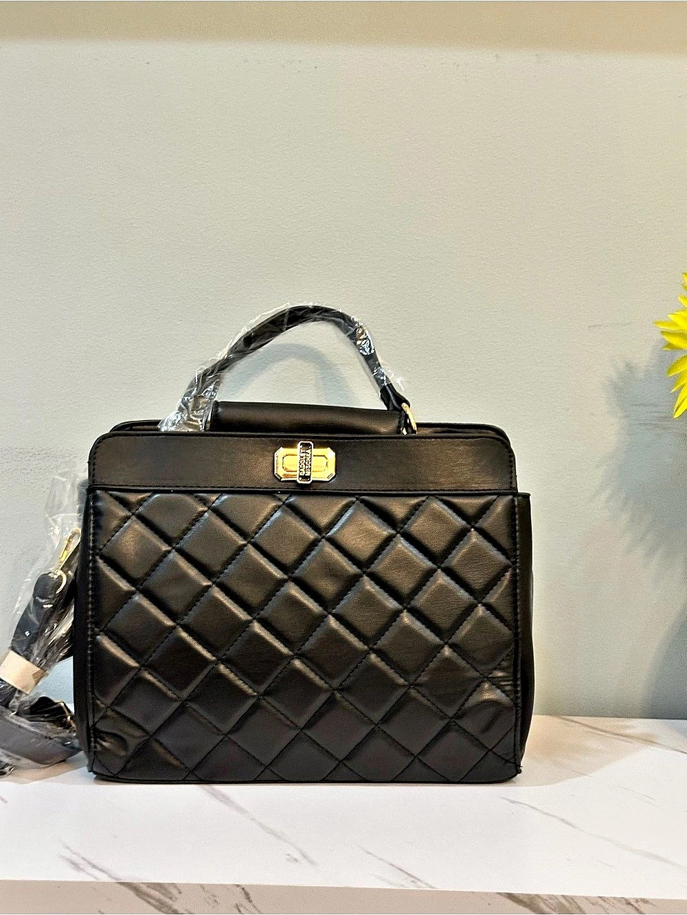 Badgley Mischka Scorpio Quilted Tote Bag Black NWT